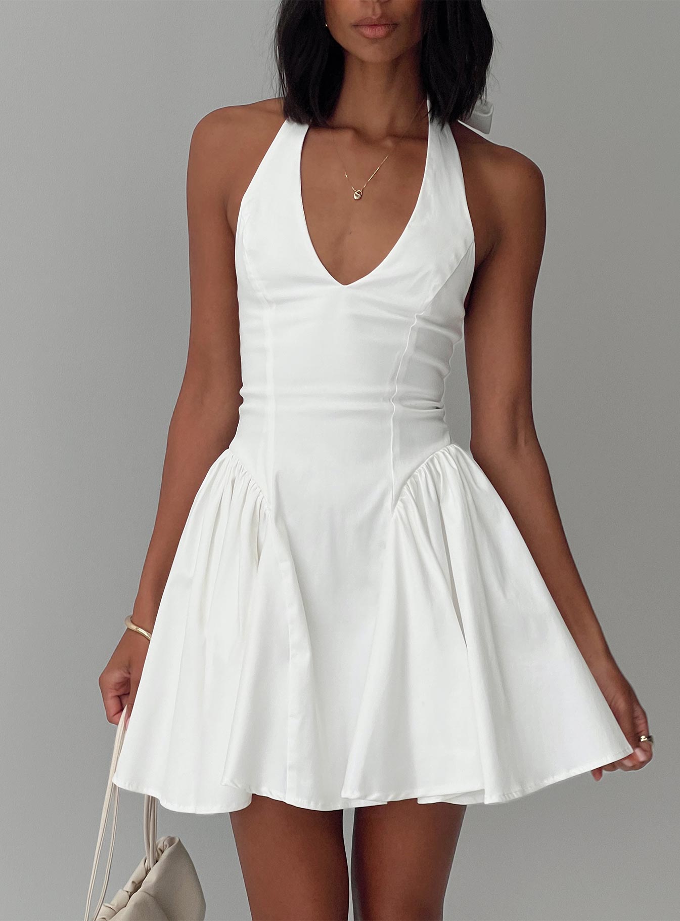 Karisse Halter Mini Dress White