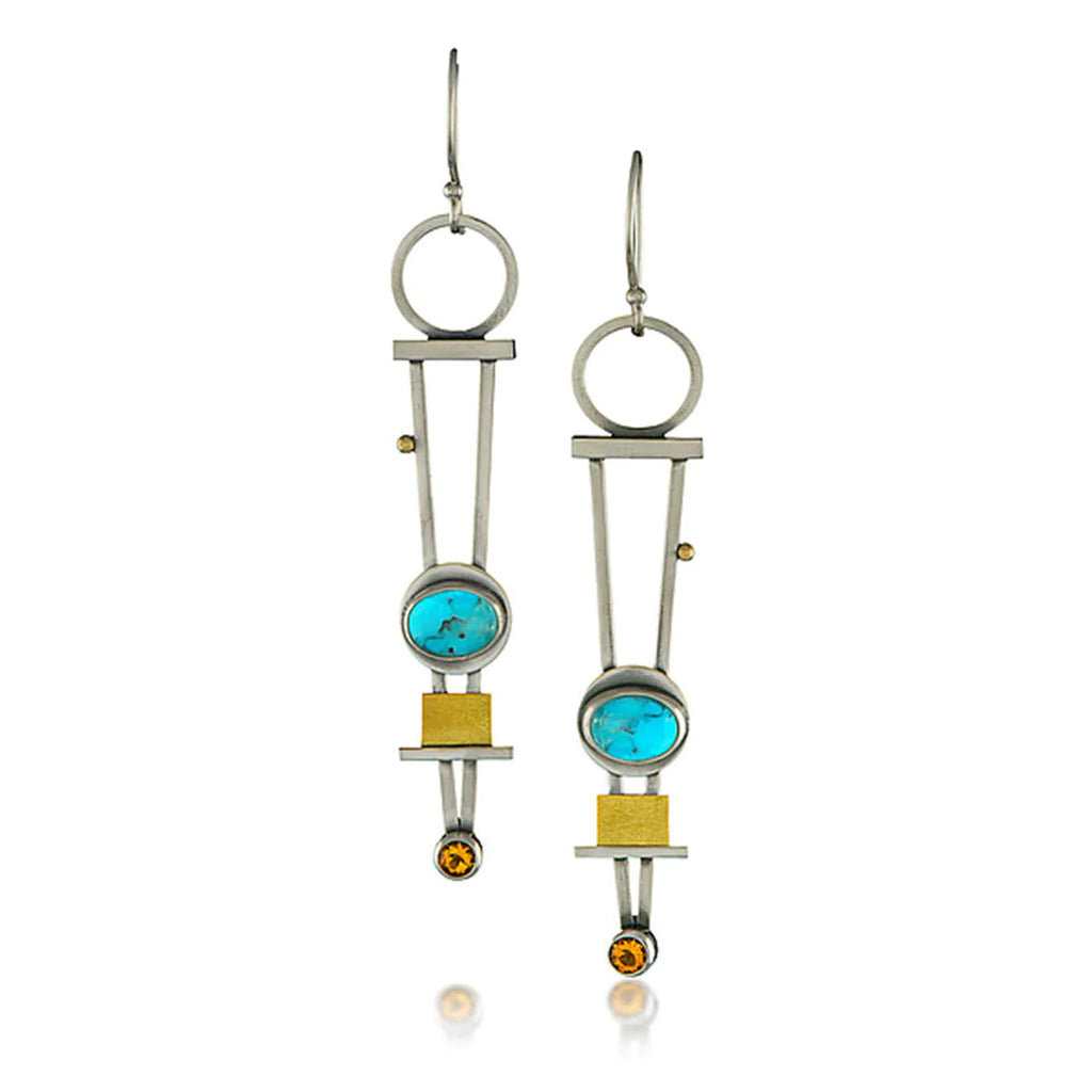 Trendy bicolor plaid earrings