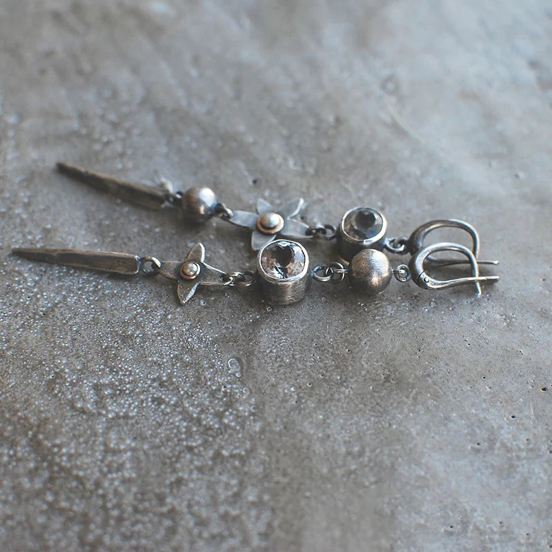 Star pendant earrings with rhinestones