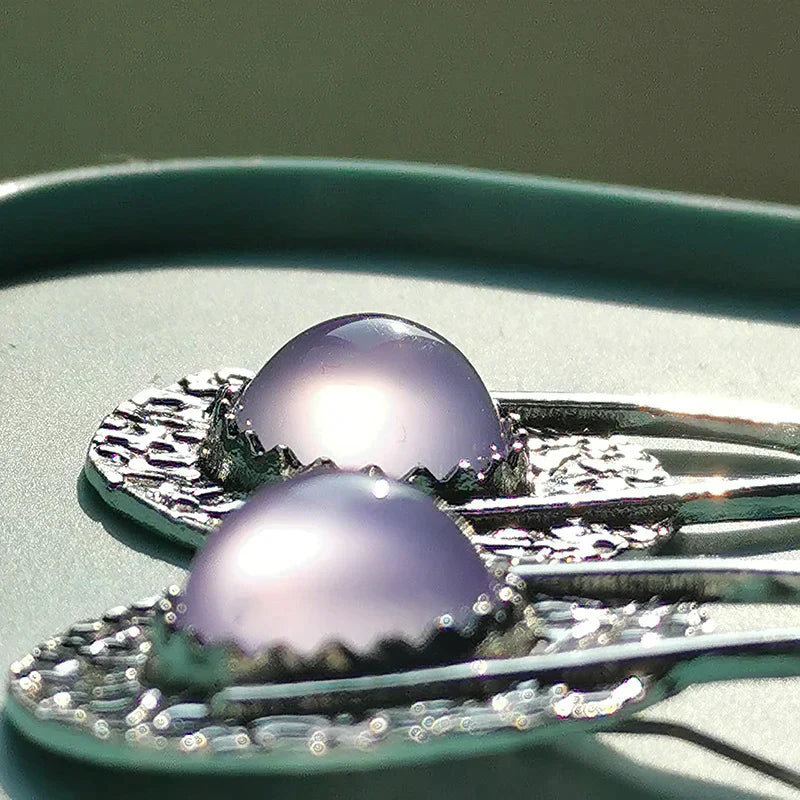Women's Boho Earrings - Textured Metal with Gem Accent - Hook Fastening Unique Design