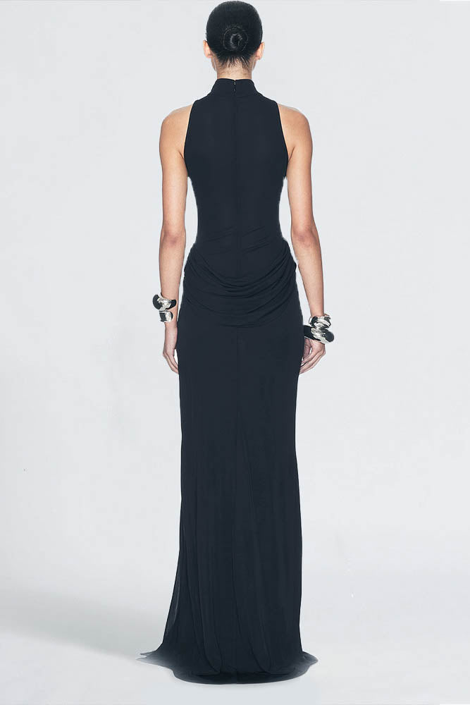 Colorblock Fitted Slit Hem Maxi Dress