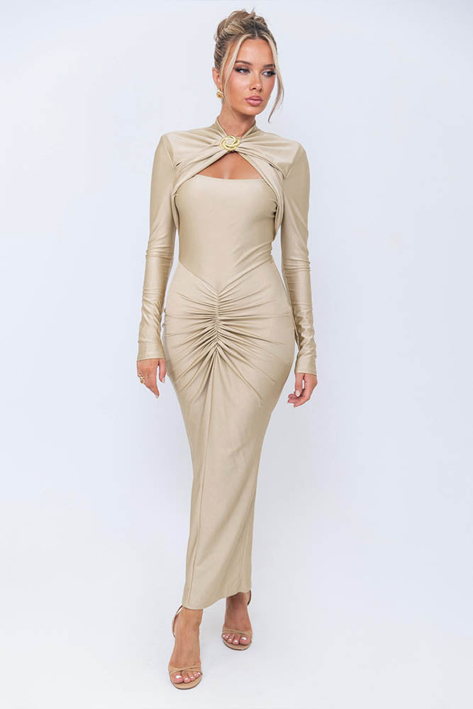 Long Sleeve Slim Bodycon Party Midi Dress