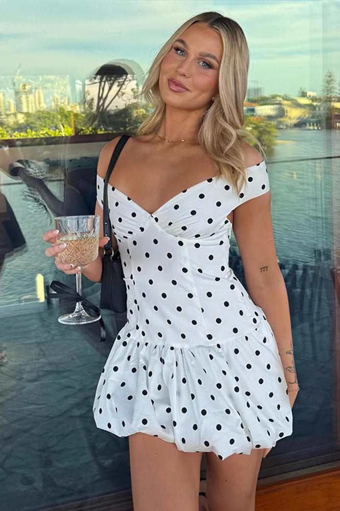 Sexy Off-Shoulder Polka Dot Mini Dress