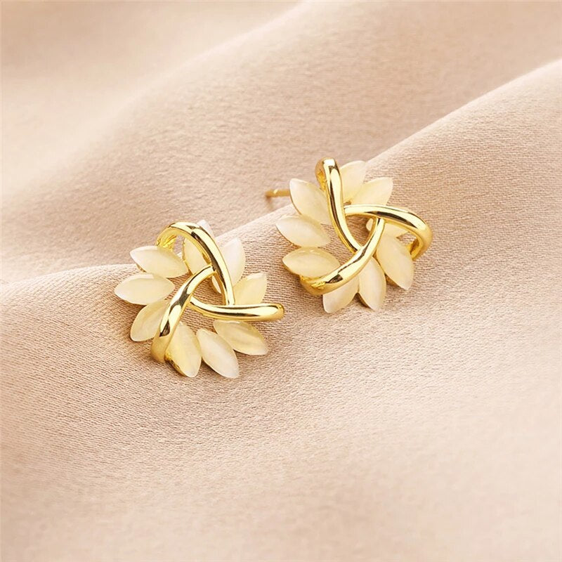 Radiant opal petal earrings
