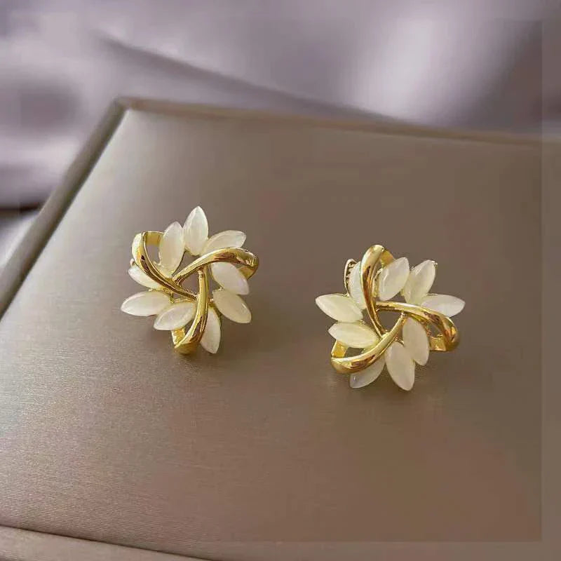 Radiant opal petal earrings