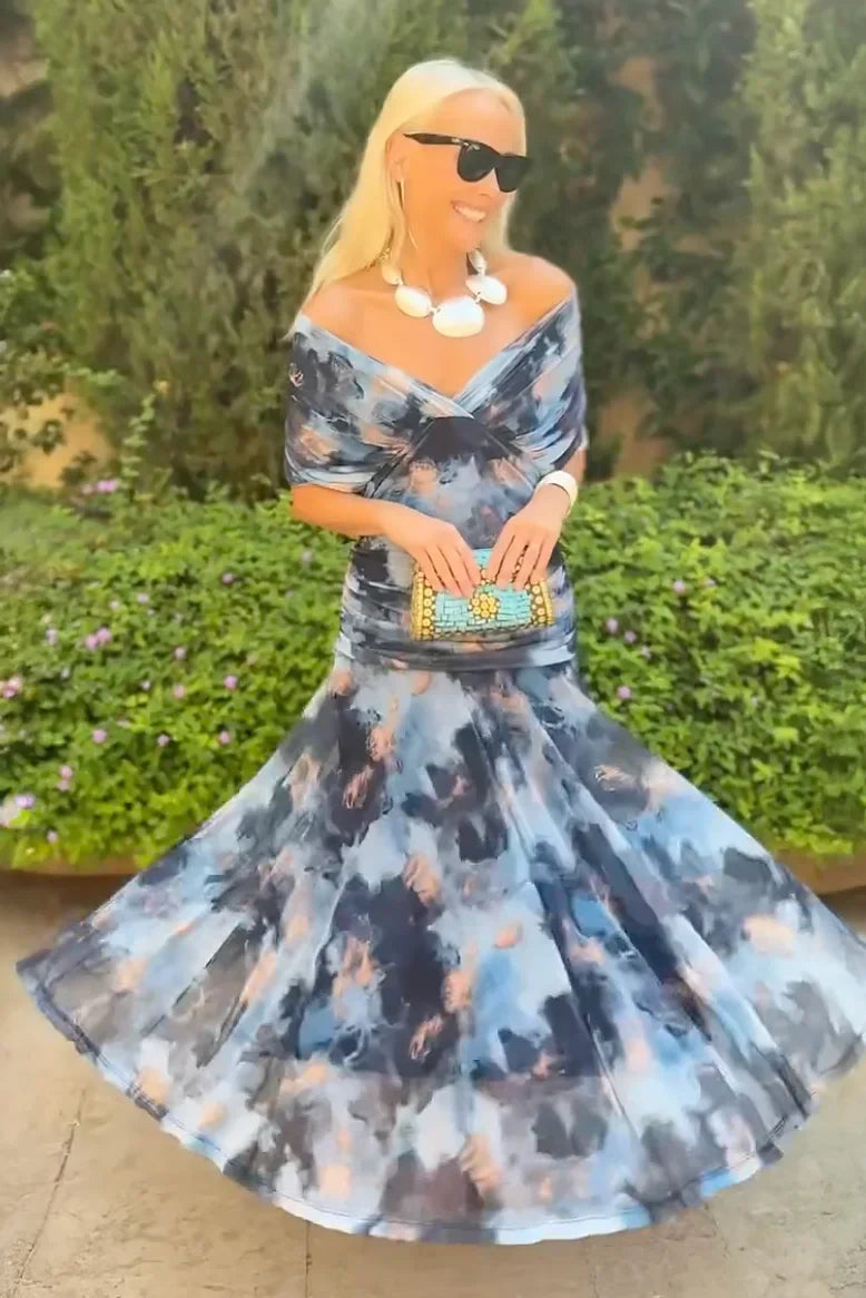 Watercolor Chiffon Maxi Dress