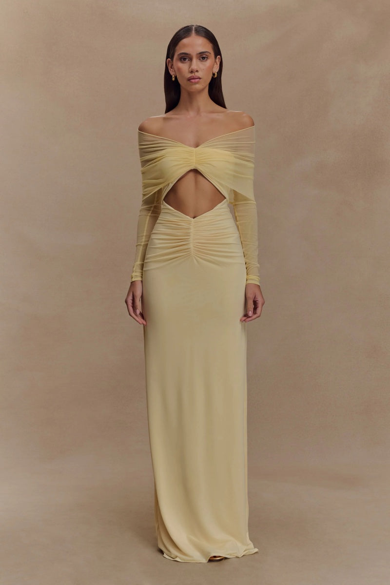 Slinky And Mesh Maxi Dress