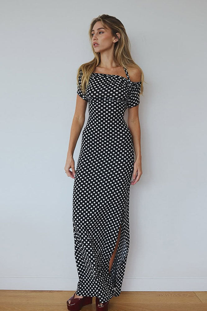 Spring Summer Polka Dot Women’s Midi Dress