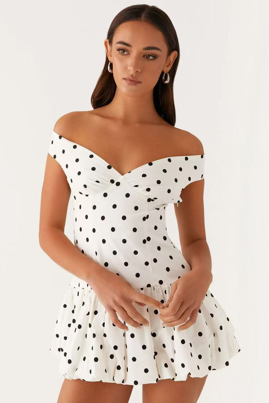 Sexy Off-Shoulder Polka Dot Mini Dress