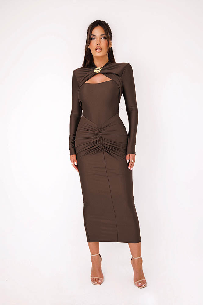 Long Sleeve Slim Bodycon Party Midi Dress