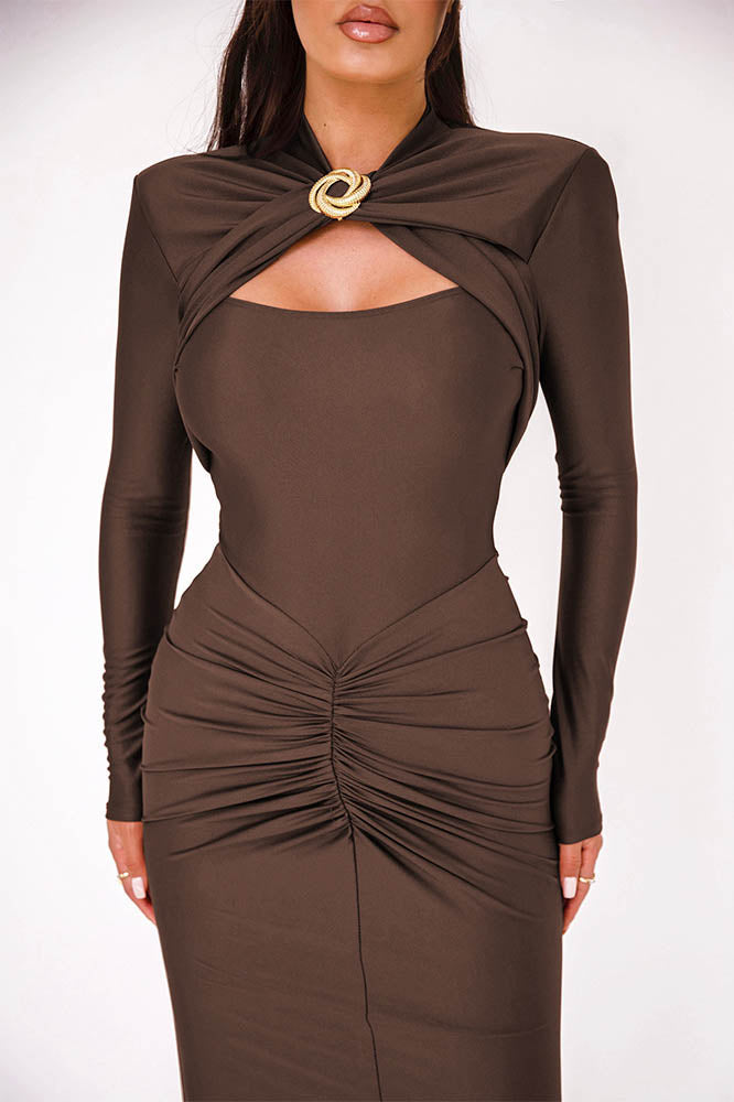Long Sleeve Slim Bodycon Party Midi Dress