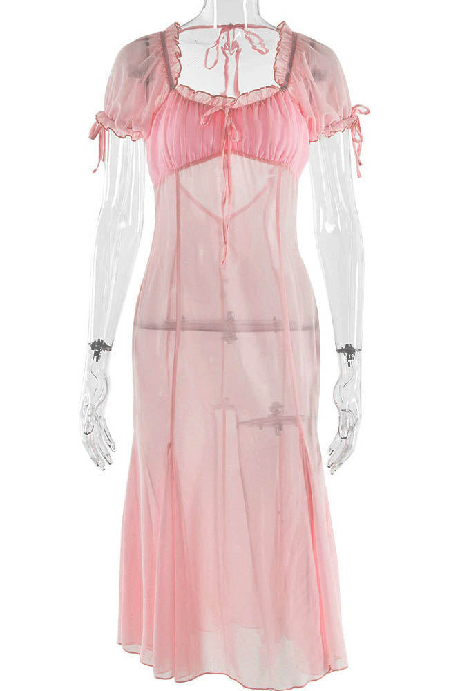 Veil of Pink – Mesh Allure Dress