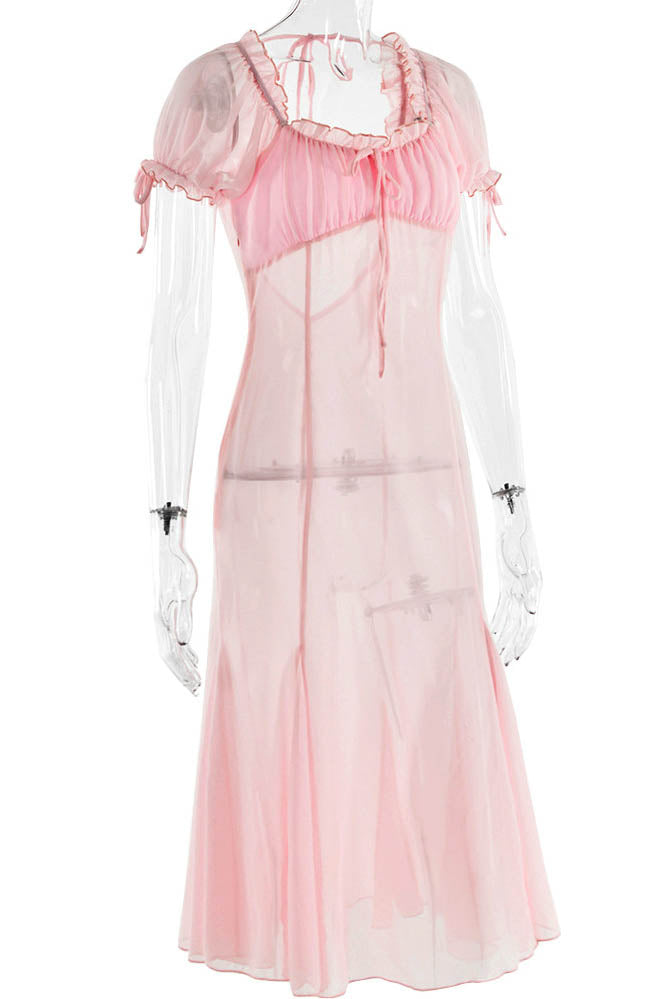 Veil of Pink – Mesh Allure Dress