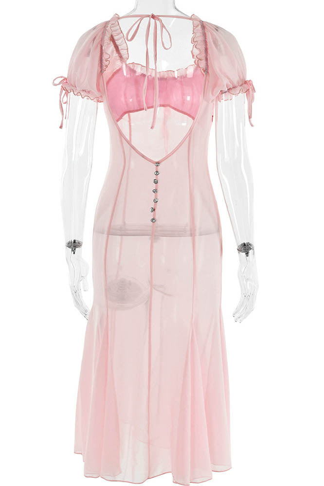 Veil of Pink – Mesh Allure Dress