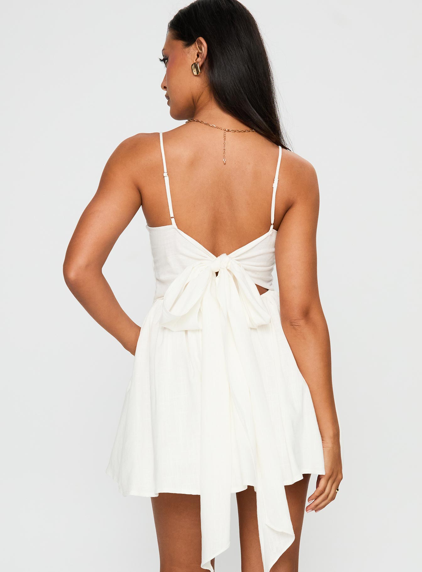 Angel Wings Tie Up Mini Dress White
