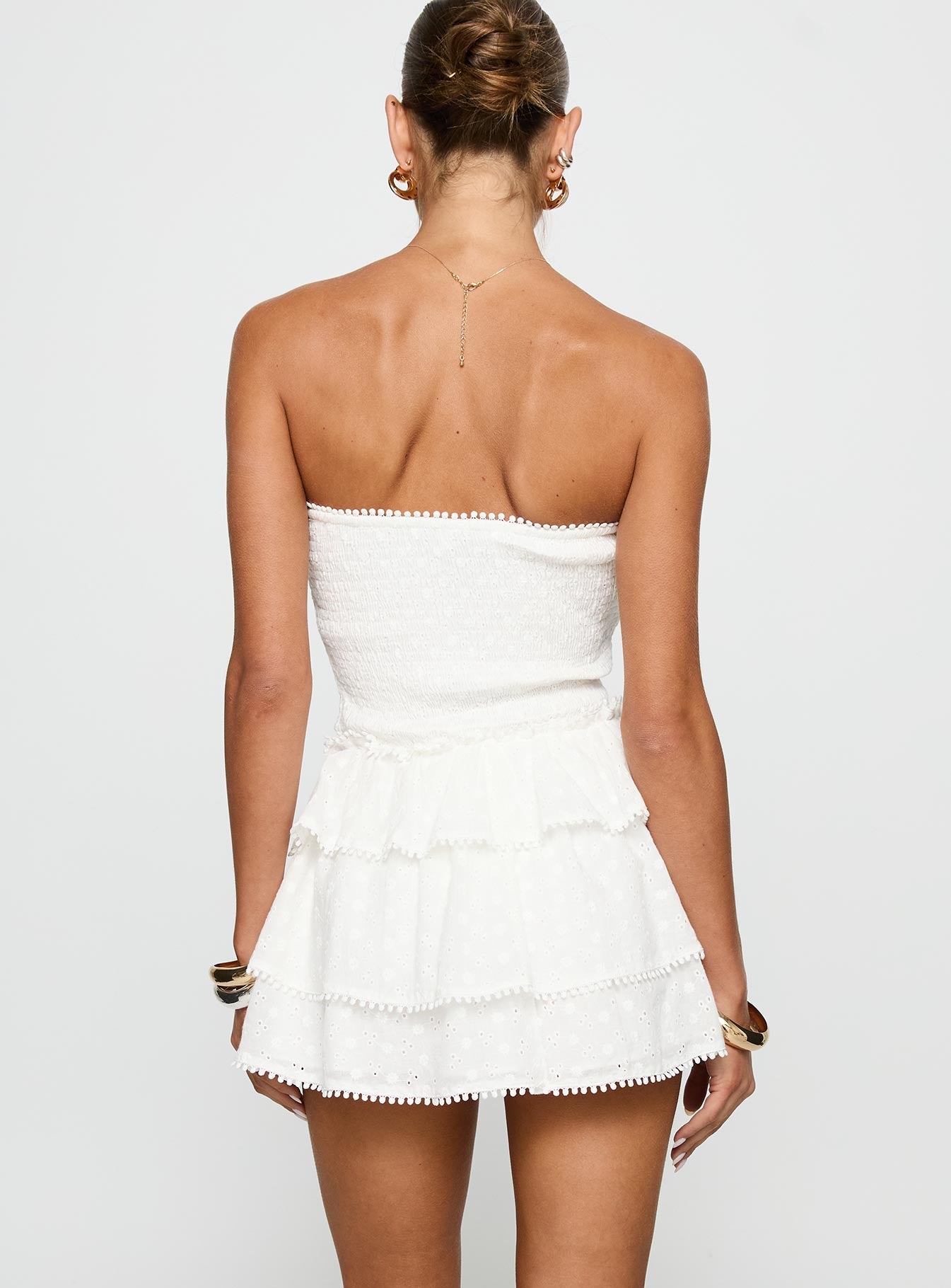Sunkiss Frill Mini Dress White / Broderie