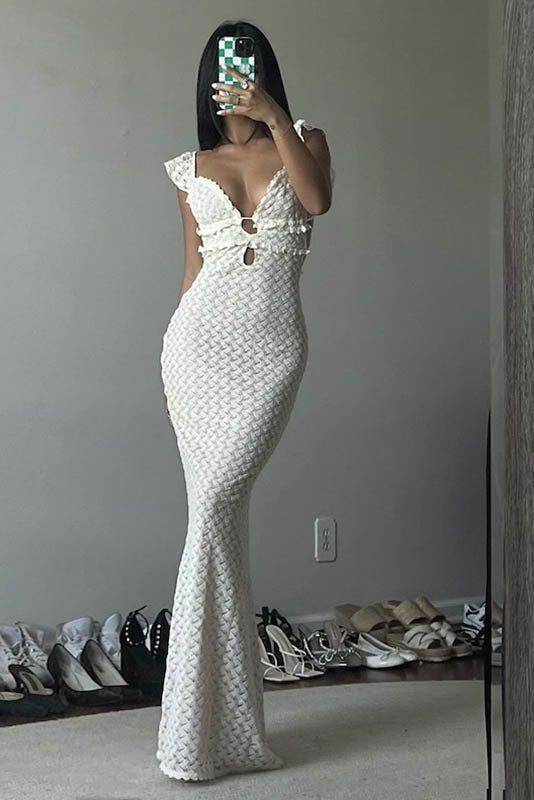 Pure Desire Hollow-out V-neck Dress