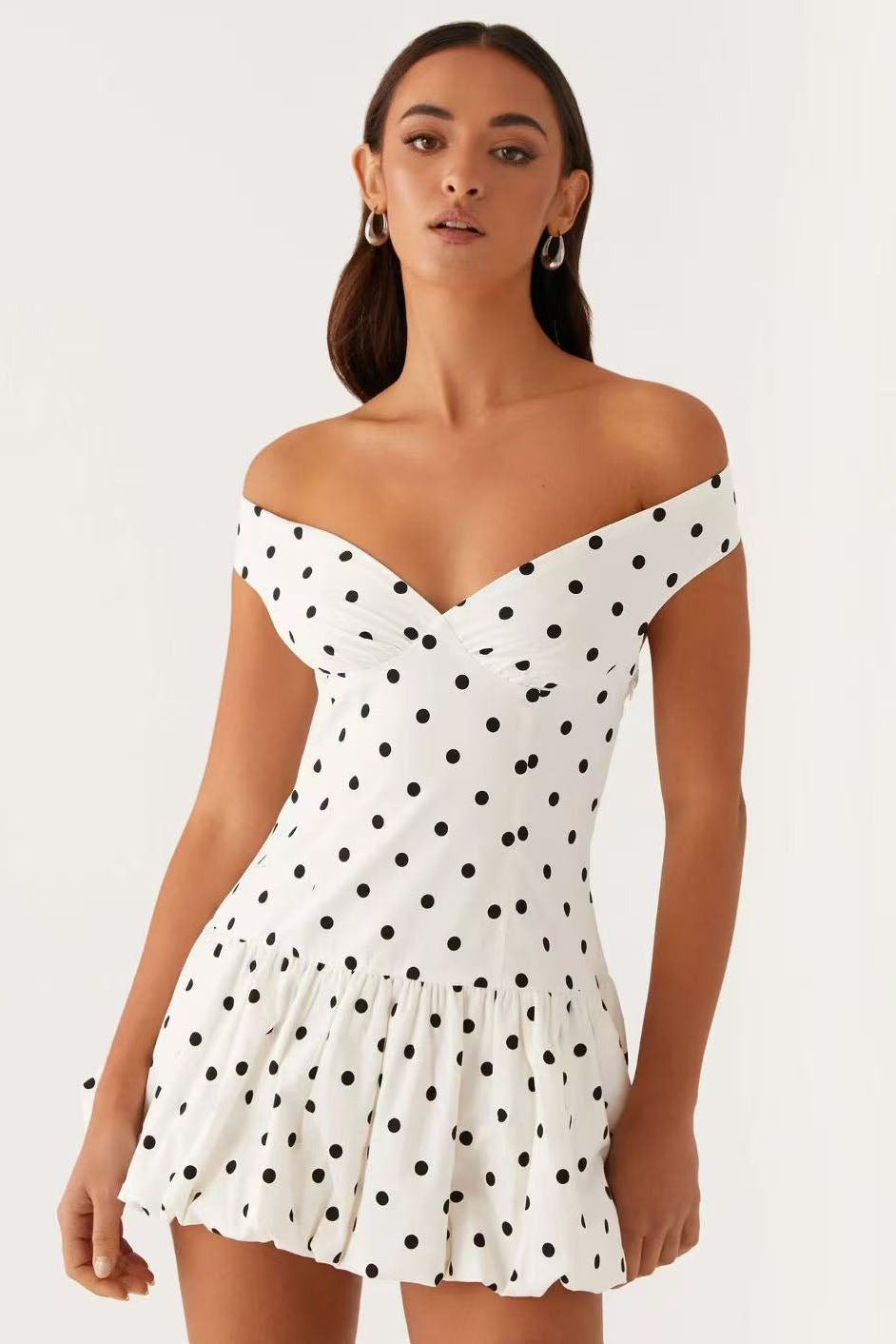 Sexy Off-Shoulder Polka Dot Mini Dress