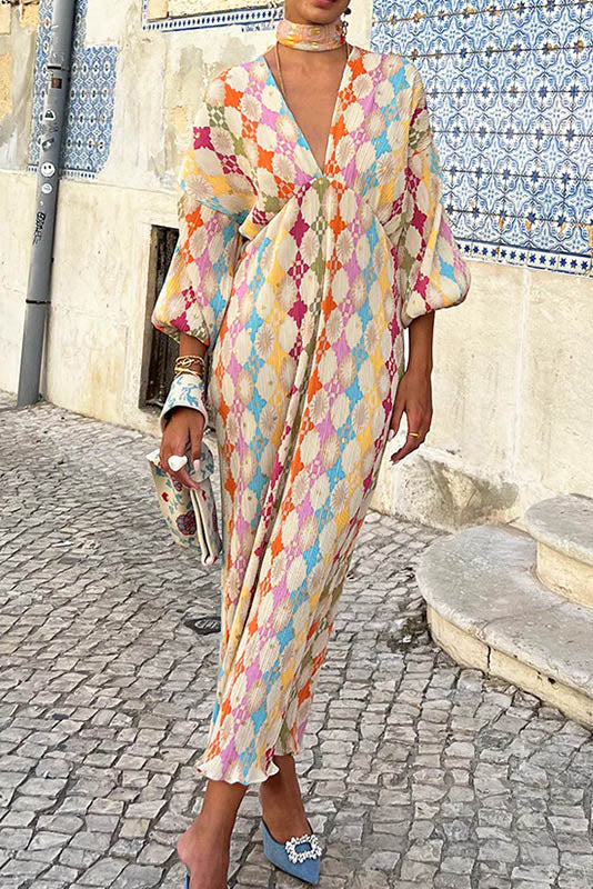 Oval Charm Lantern Sleeve Dress