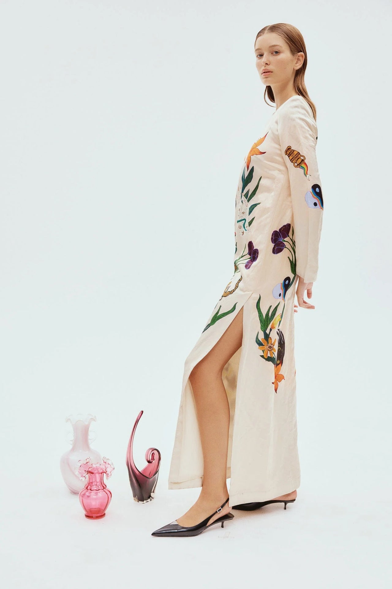 Flirtatious Print Backless Dress
