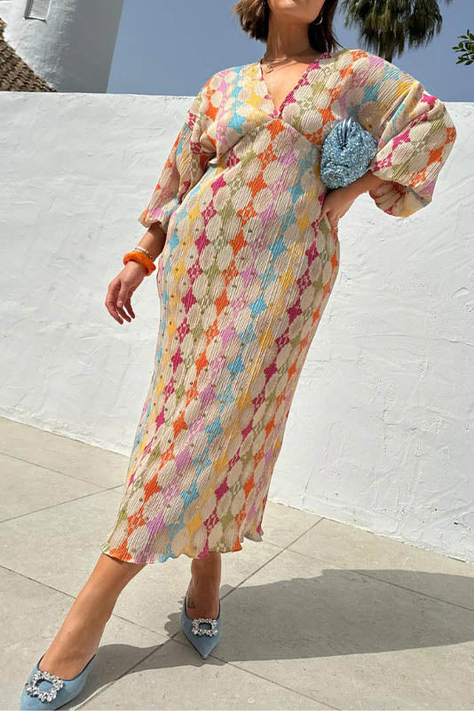 Oval Charm Lantern Sleeve Dress