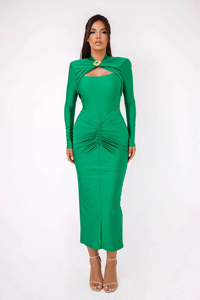 Long Sleeve Slim Bodycon Party Midi Dress