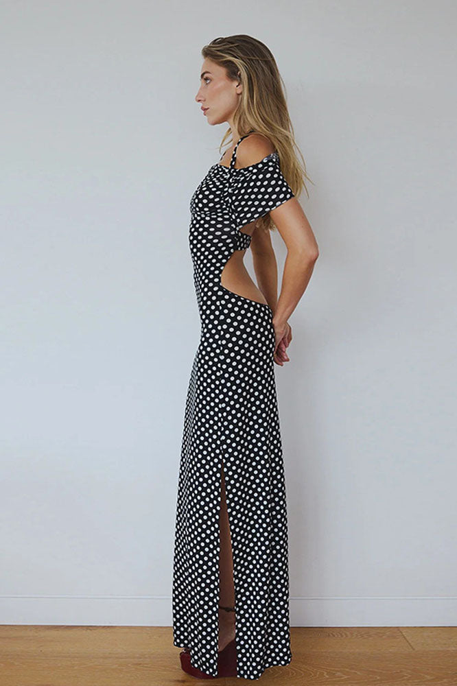 Spring Summer Polka Dot Women’s Midi Dress