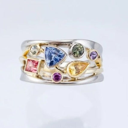 Vibrant sparkle colorful zirconia ring