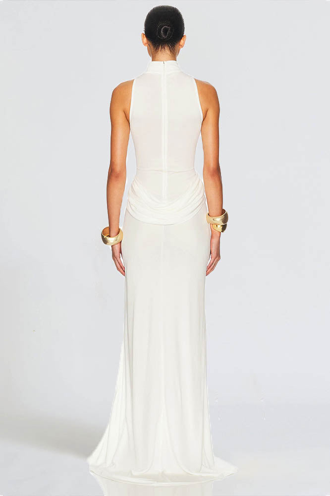 Colorblock Fitted Slit Hem Maxi Dress