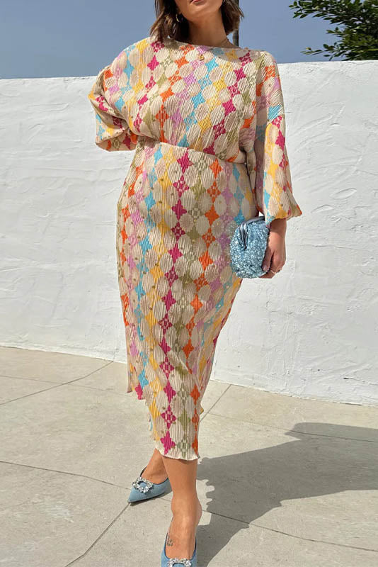Oval Charm Lantern Sleeve Dress