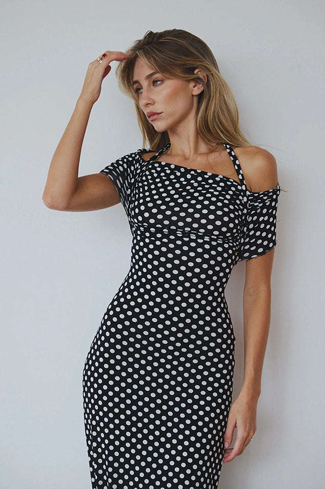Spring Summer Polka Dot Women’s Midi Dress