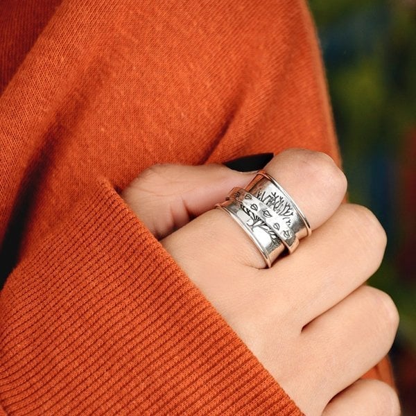 Tree of life spinner meditation ring