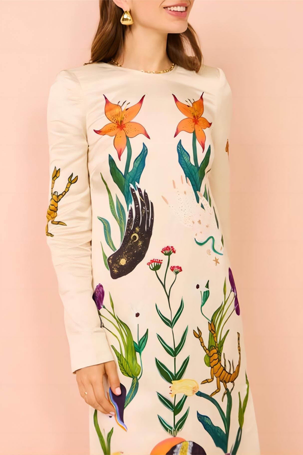 Flirtatious Print Backless Dress