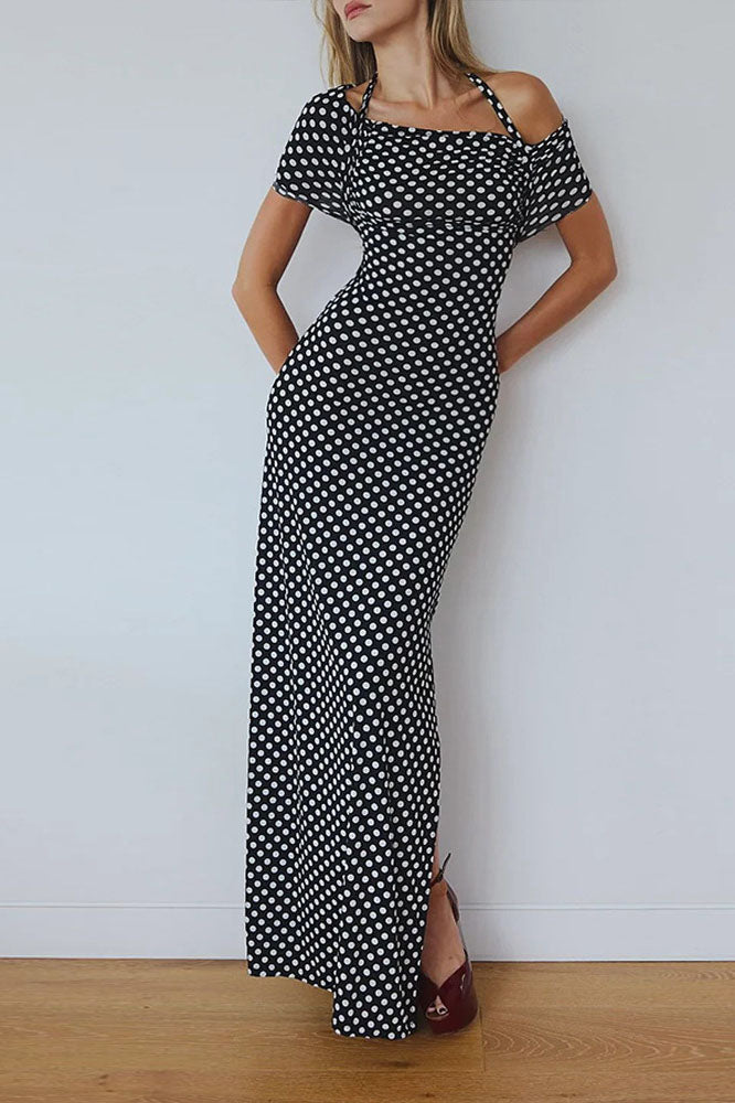 Spring Summer Polka Dot Women’s Midi Dress