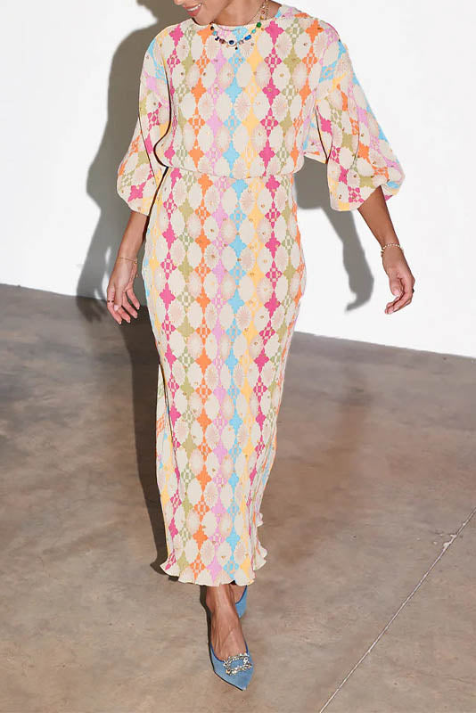 Oval Charm Lantern Sleeve Dress