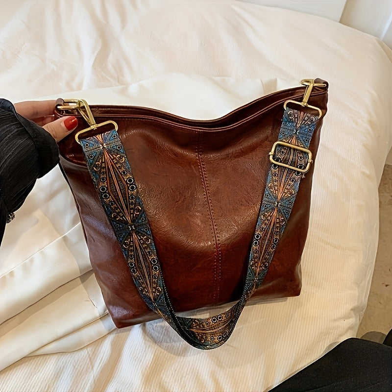 Women large capacity pu bucket bag