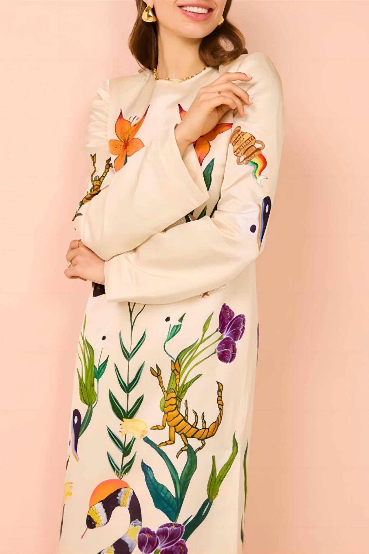 Flirtatious Print Backless Dress