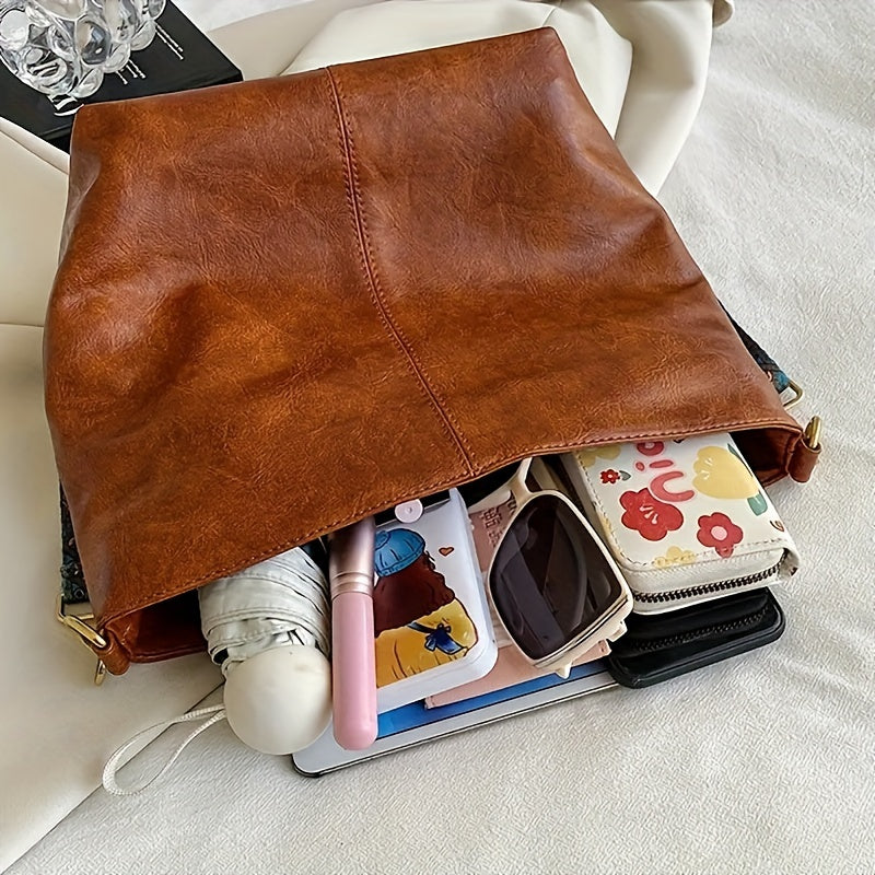 Women large capacity pu bucket bag