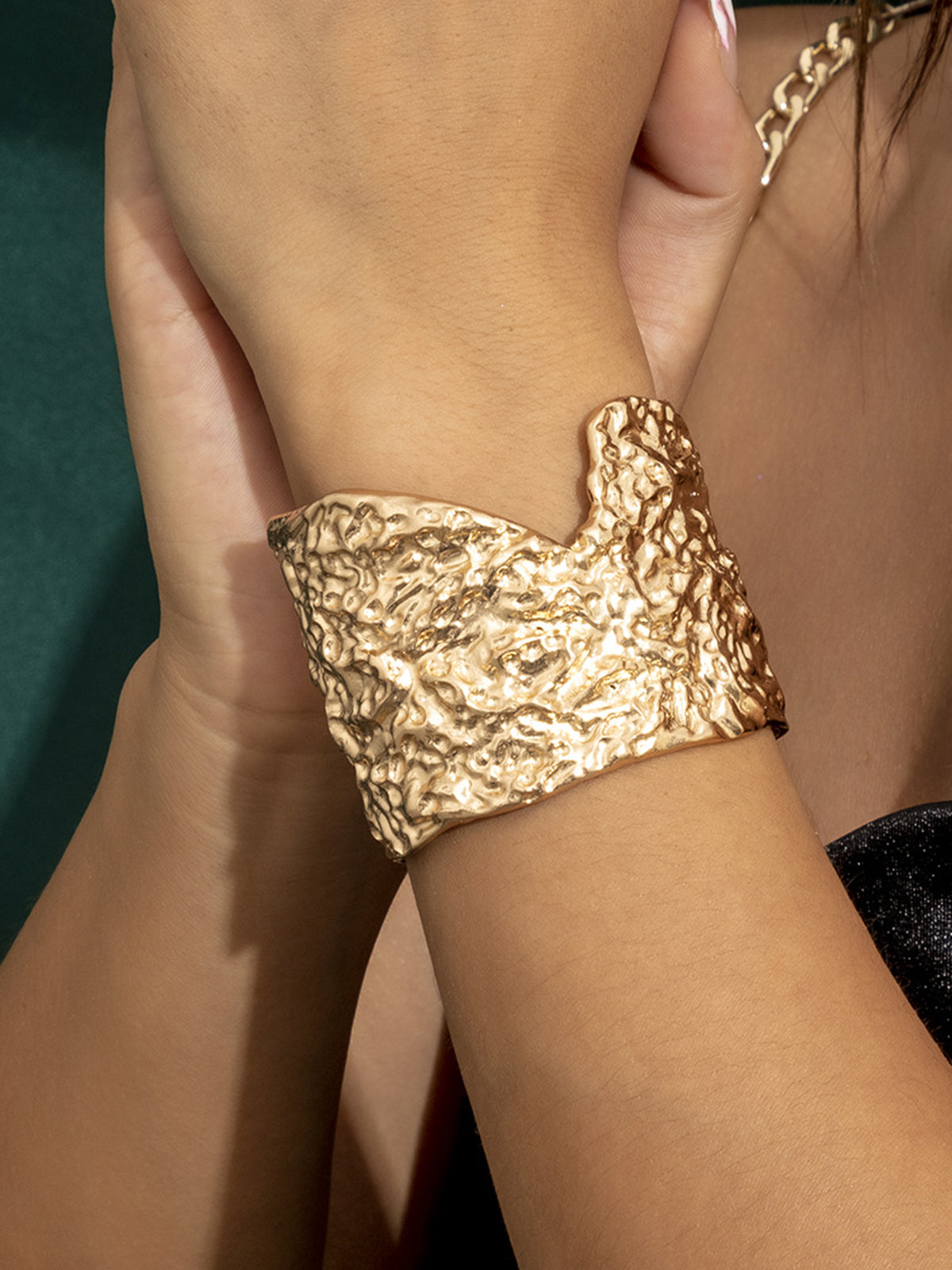 Women’s Cuff Bracelet - Textured Metal - Adjustable Fit - Statement Fashion Jewelry