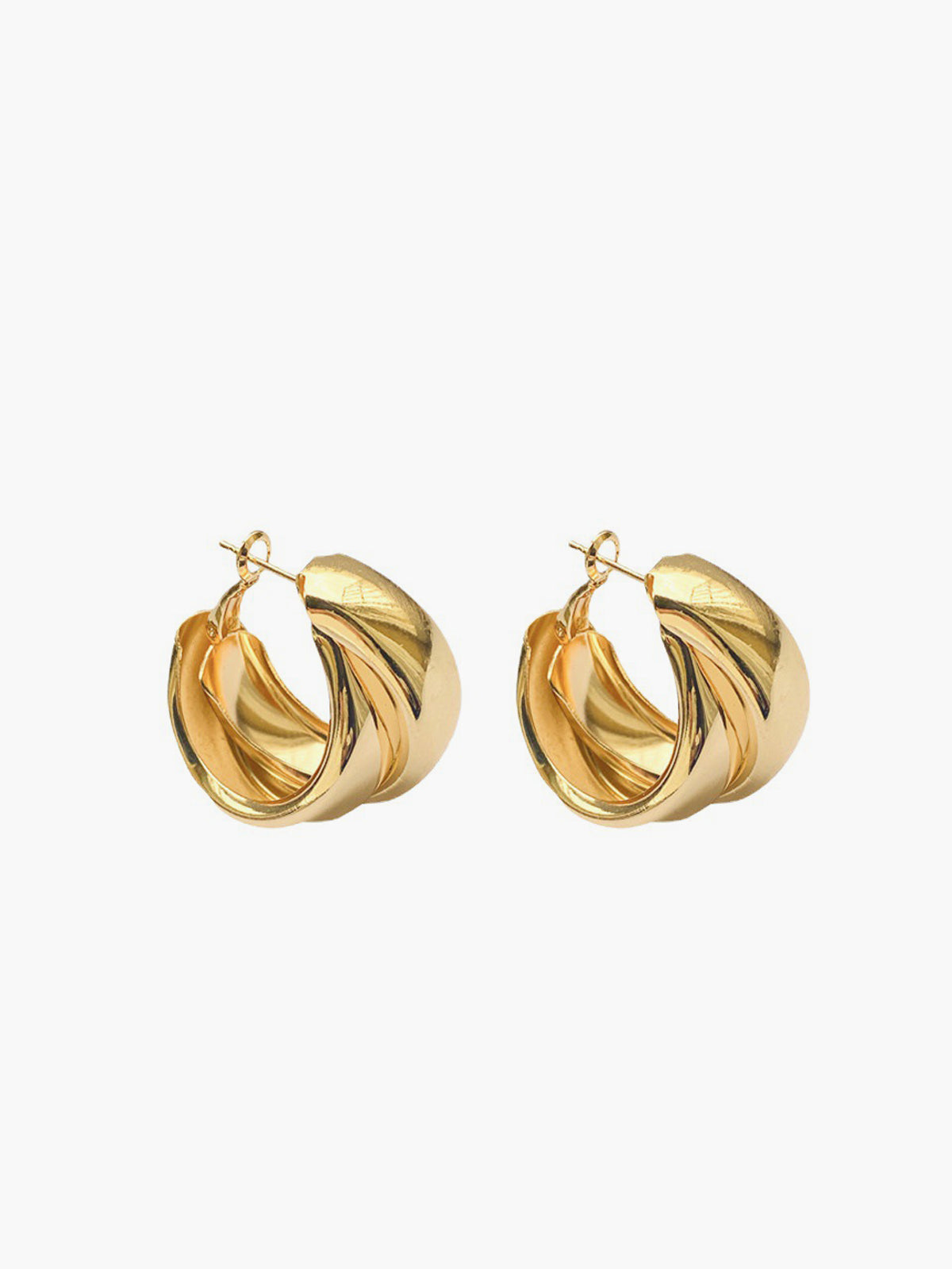 Women's Hoop Earrings - Chunky Twisted Design - Polished Finish - Elegant Jewelry