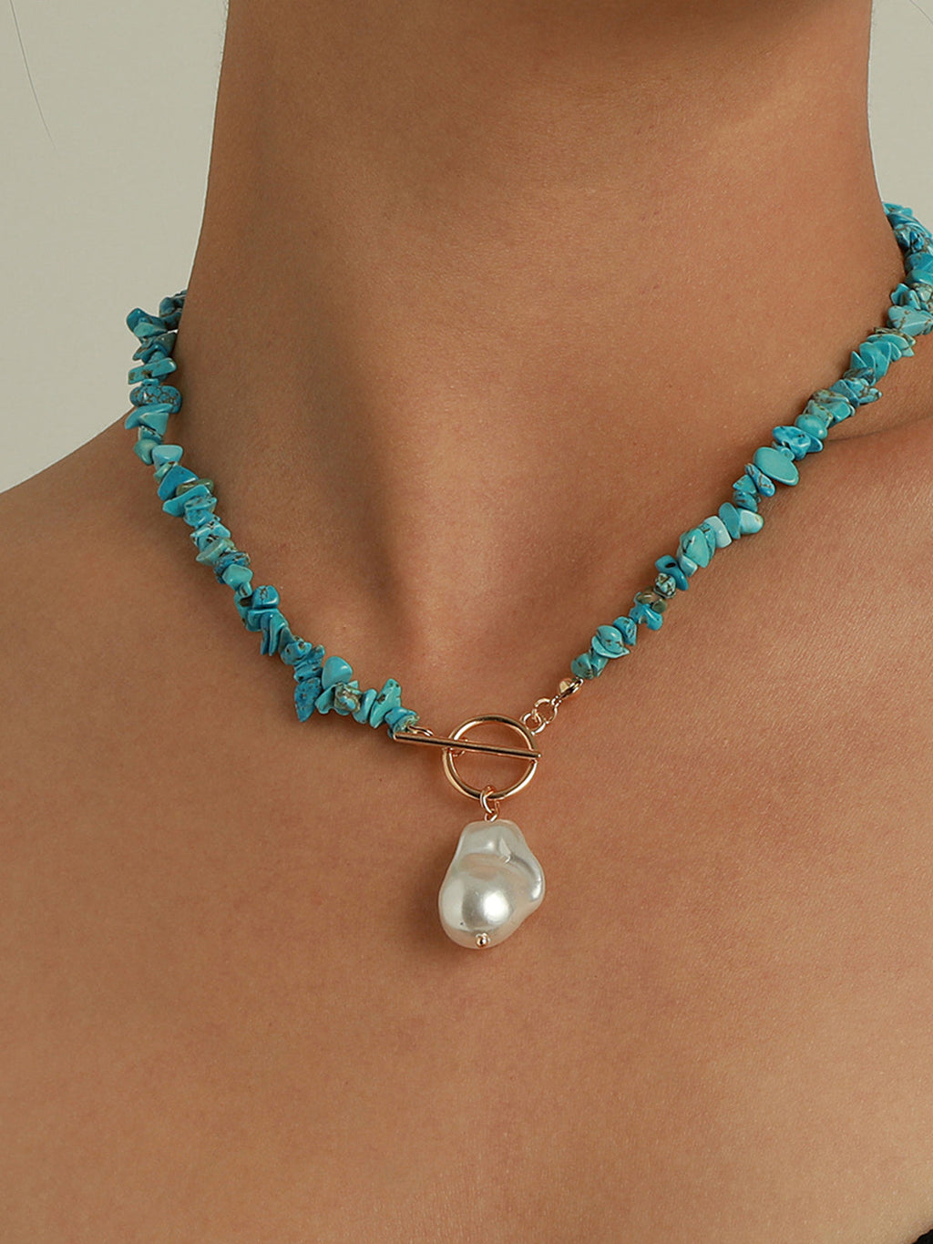Mana - irregular pearl green turquoise necklace