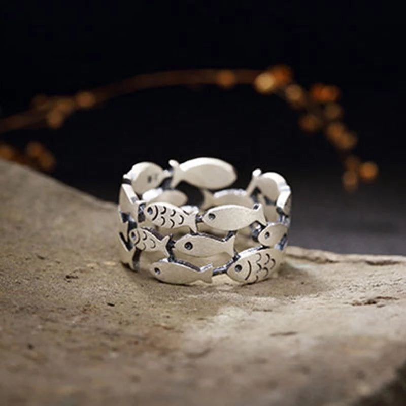 Silver fish ring