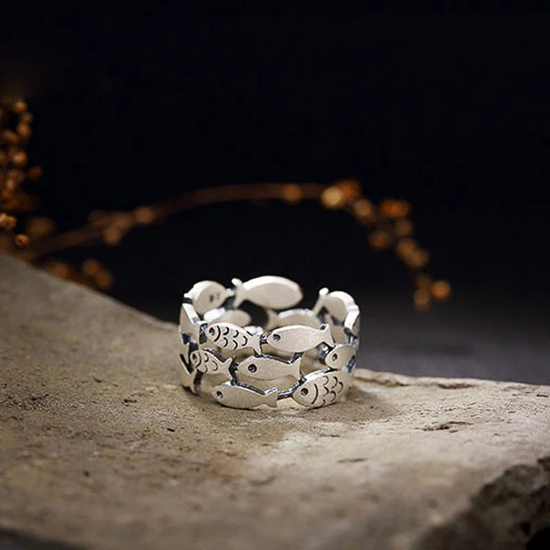 Silver fish ring