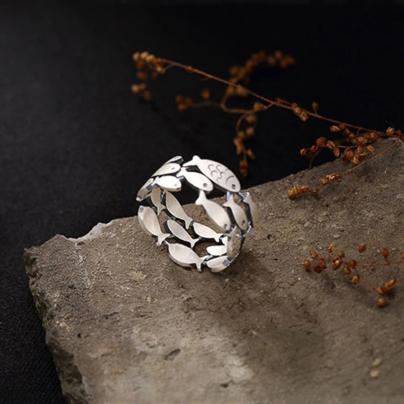 Silver fish ring