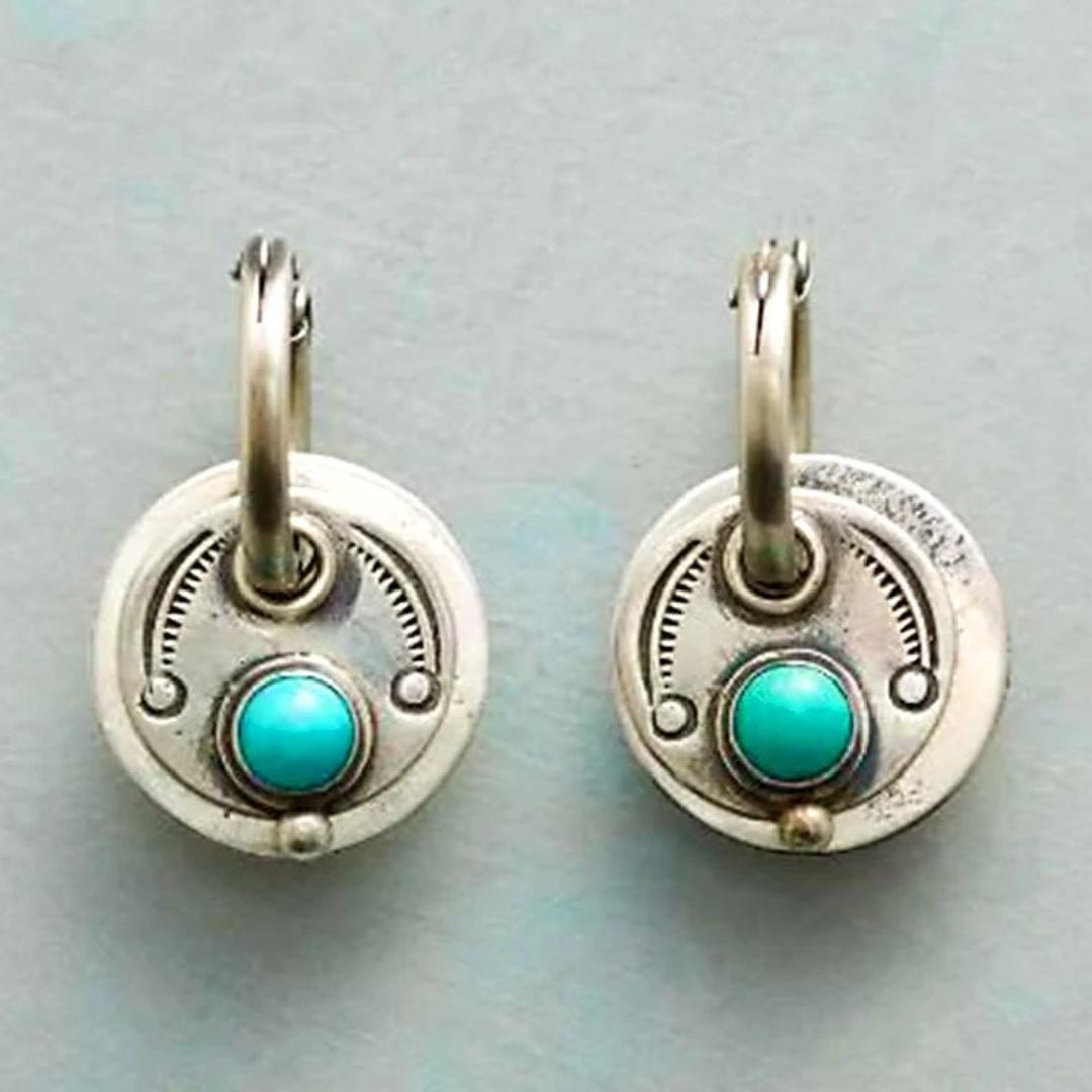 Women's Hoop Earrings - Ornate Metal Design - Round Decorative Accent