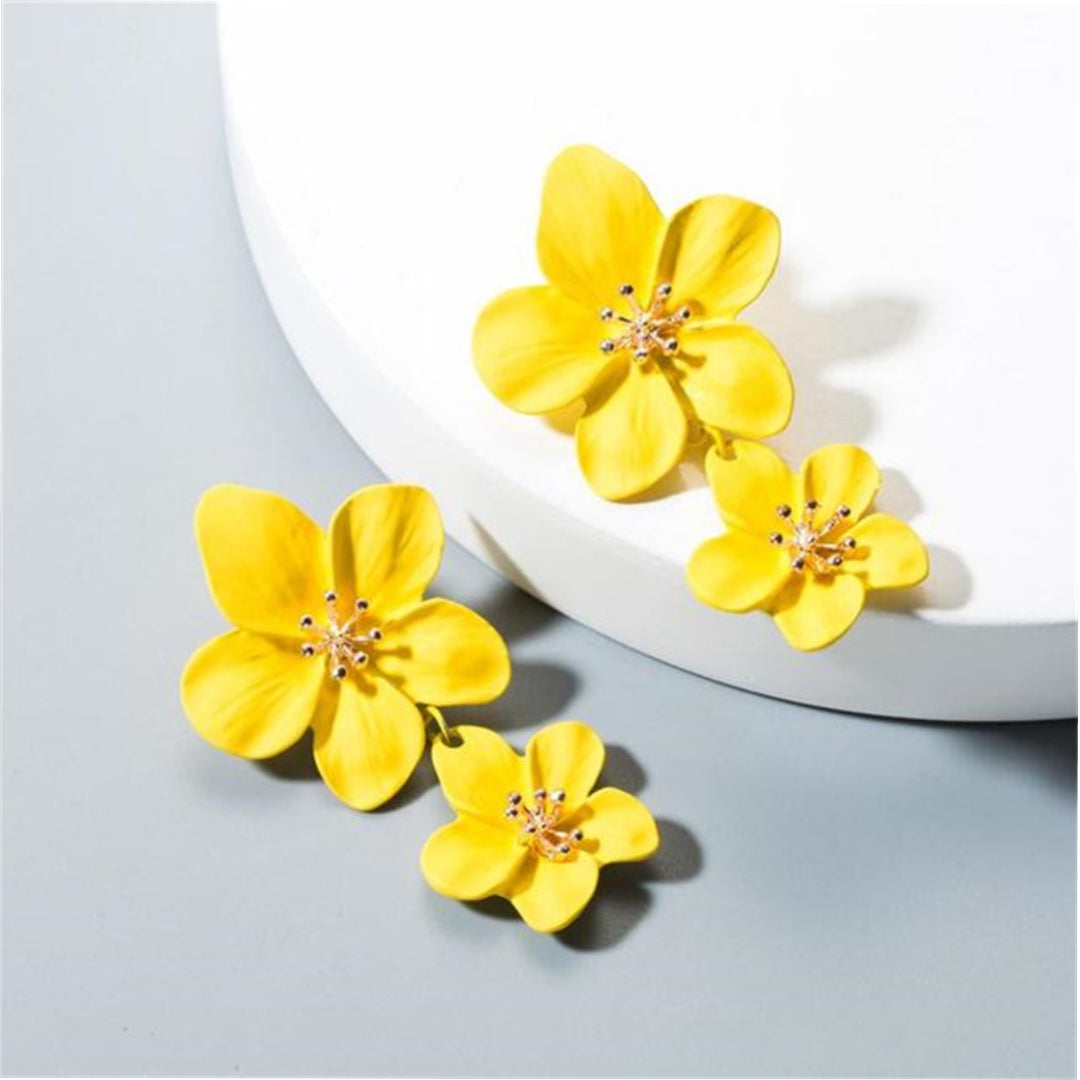 Women’s Statement Earrings – Floral Design – Layered Petal Detail – Lightweight Dangle