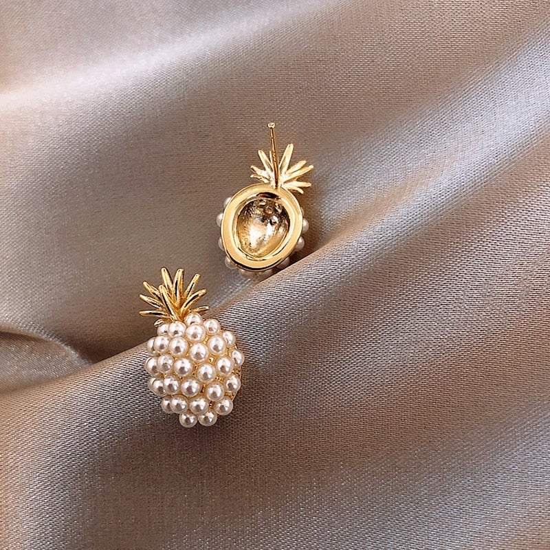 Tropical pineapple pearl earrings