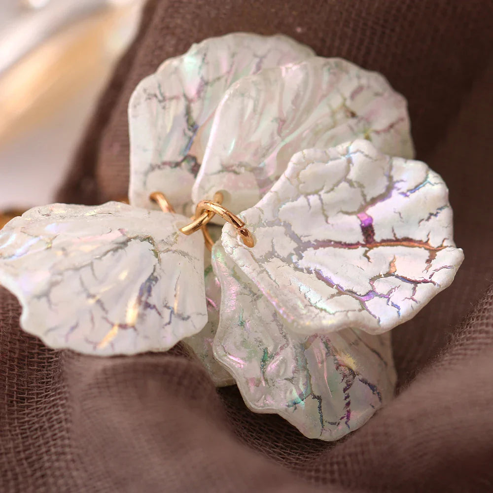 Melia - white acrylic flower petal drop earrings