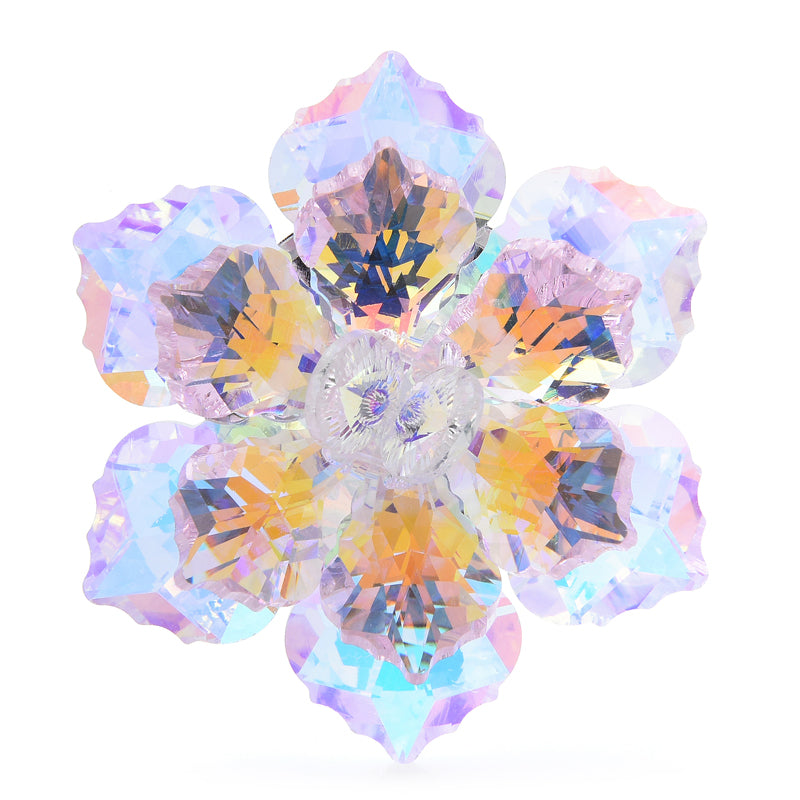 Shining glass flower brooches