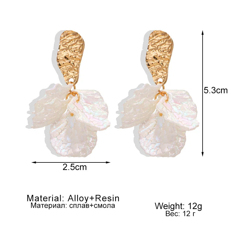 Melia - white acrylic flower petal drop earrings